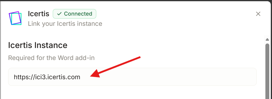 Icertis Instance URL field