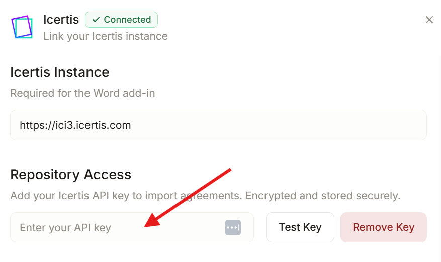 Repository Access API key field