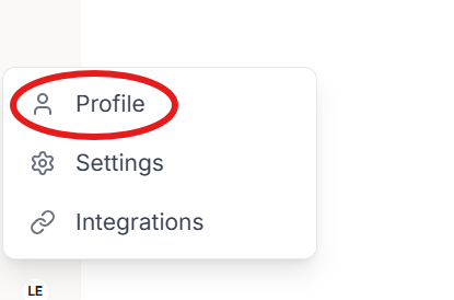 Profile menu with Profile selected