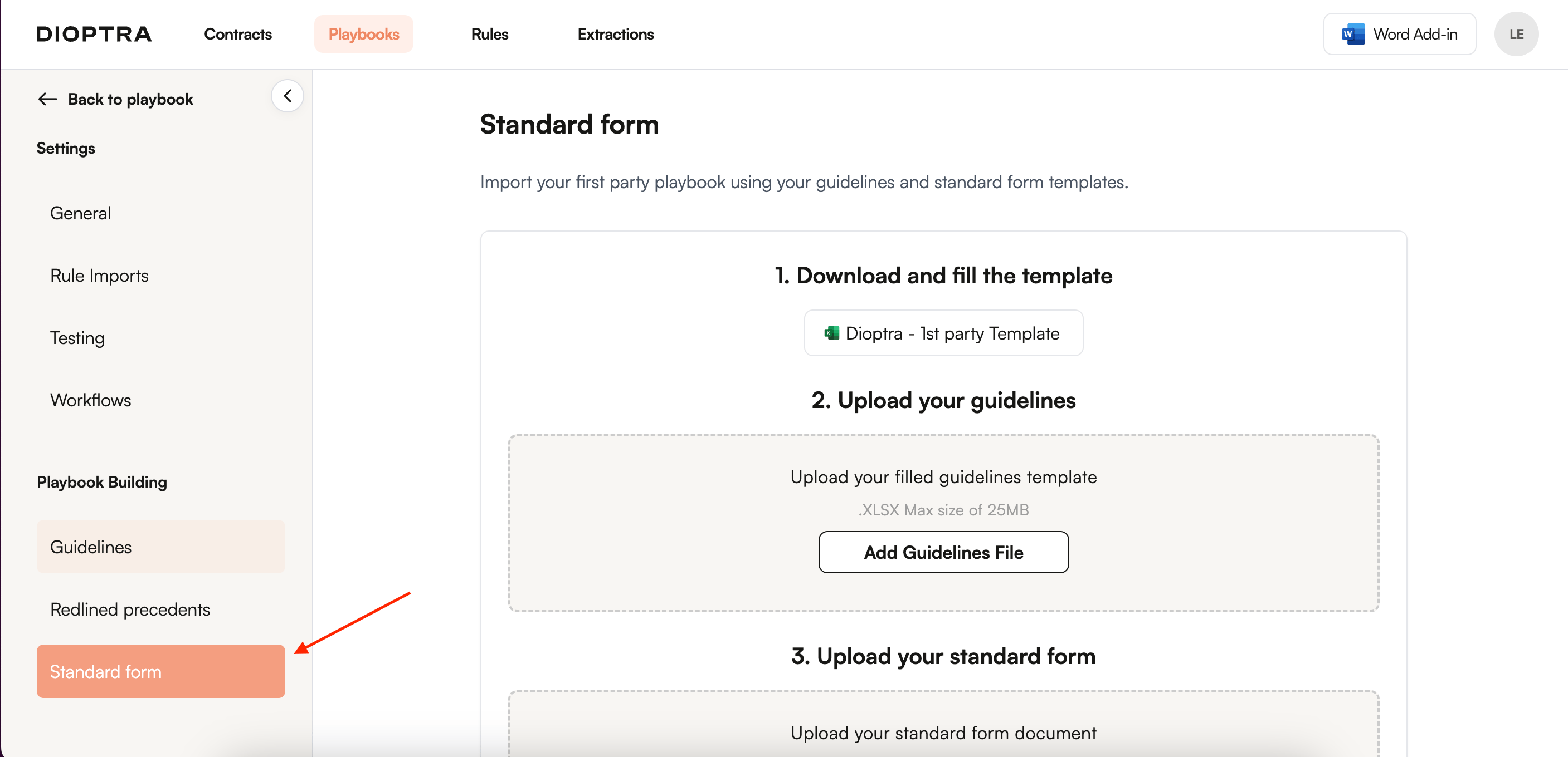 Standard Form in the left-hand menu