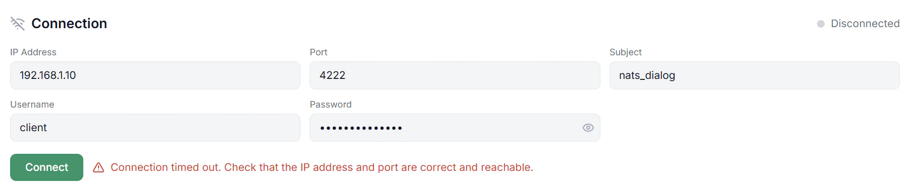 Dashboard Connection Timeout