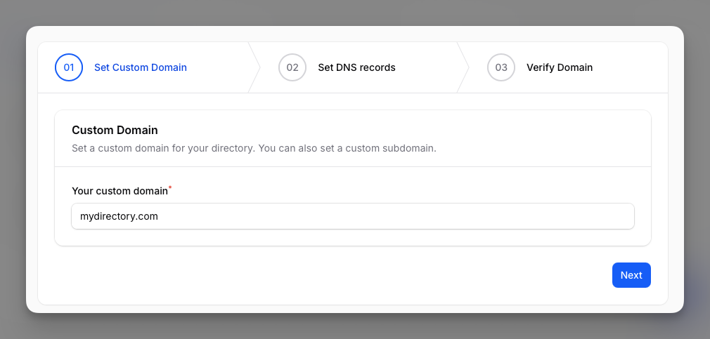 Adding custom domain in Directify