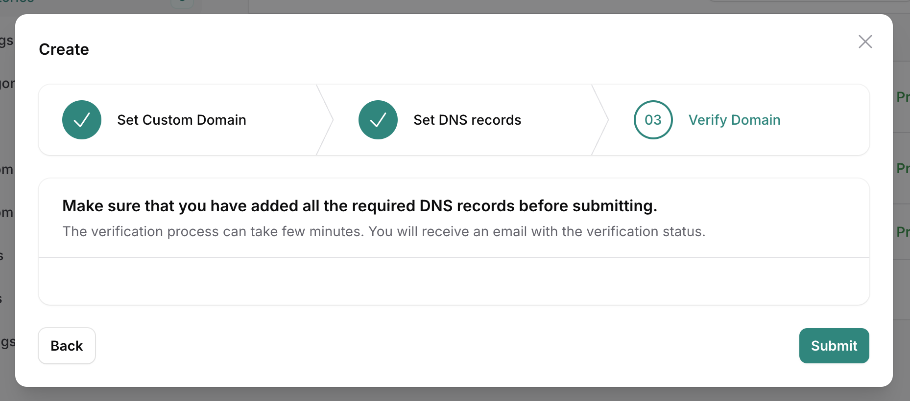 Domain verification process