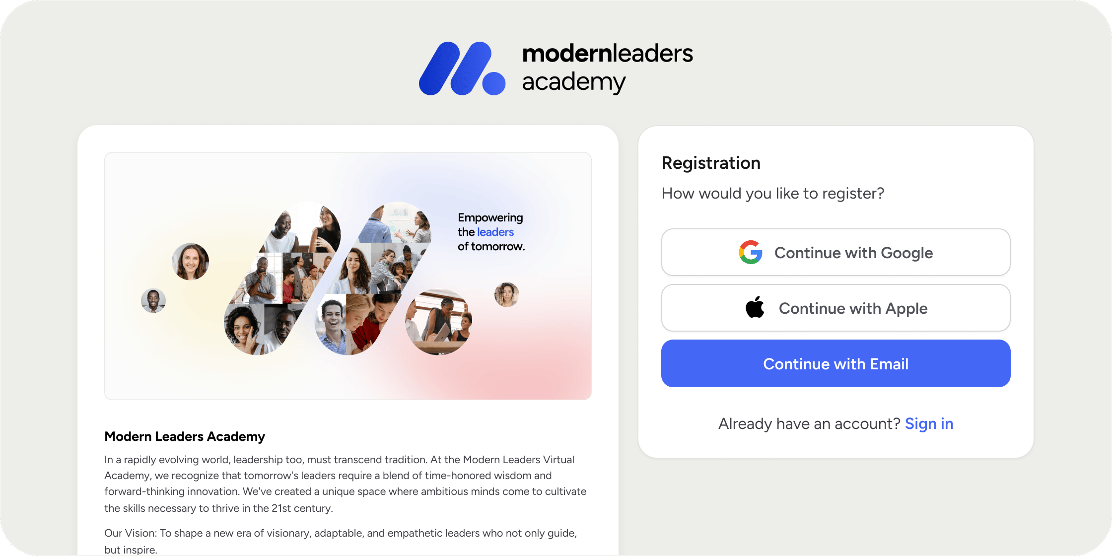 Academy Registration
