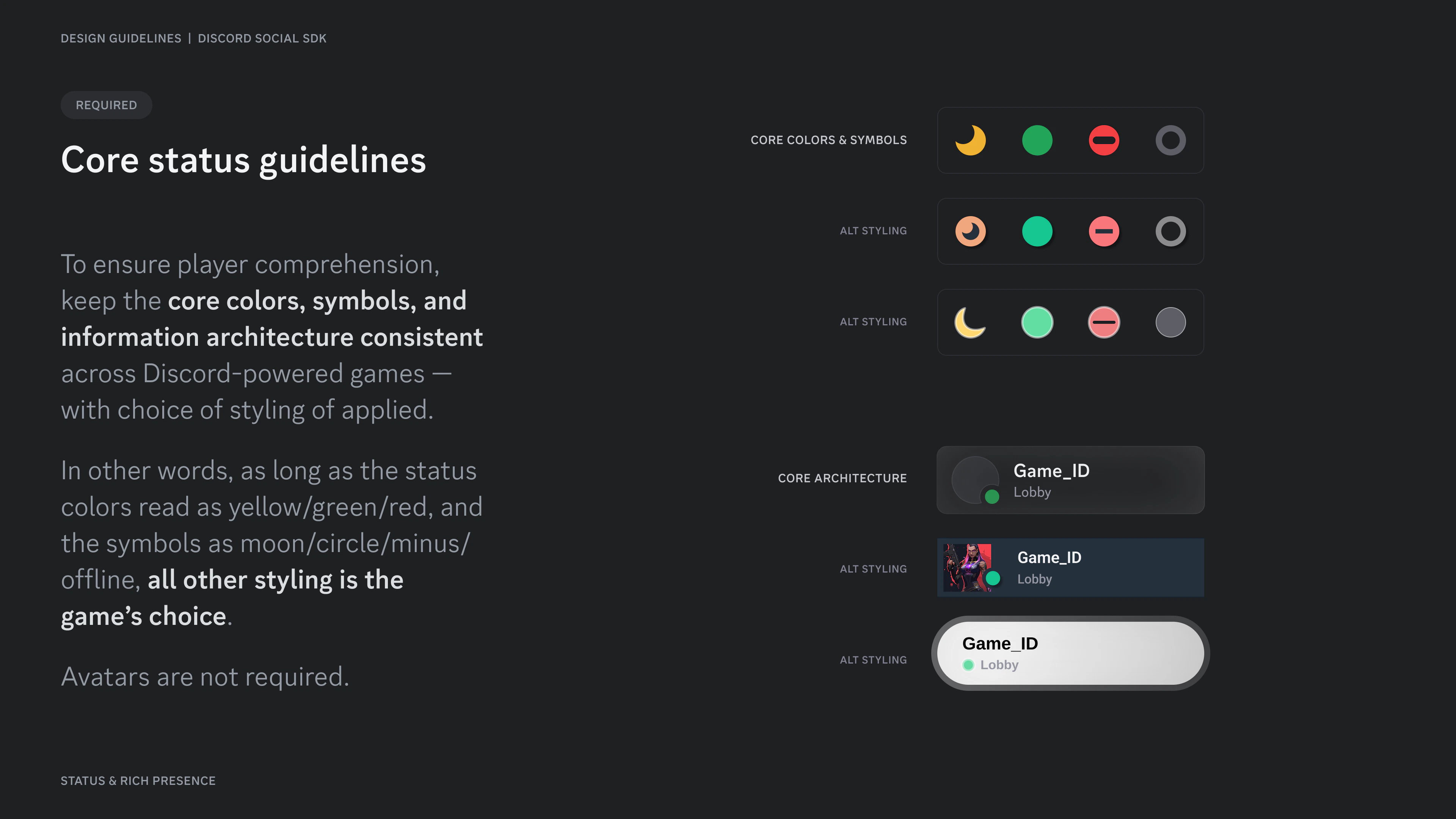 Core style guidelines