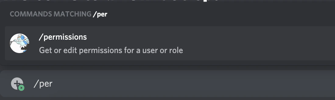 A command with no arguments. It says /permissions
