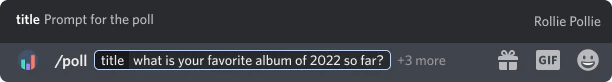 Slash command using options