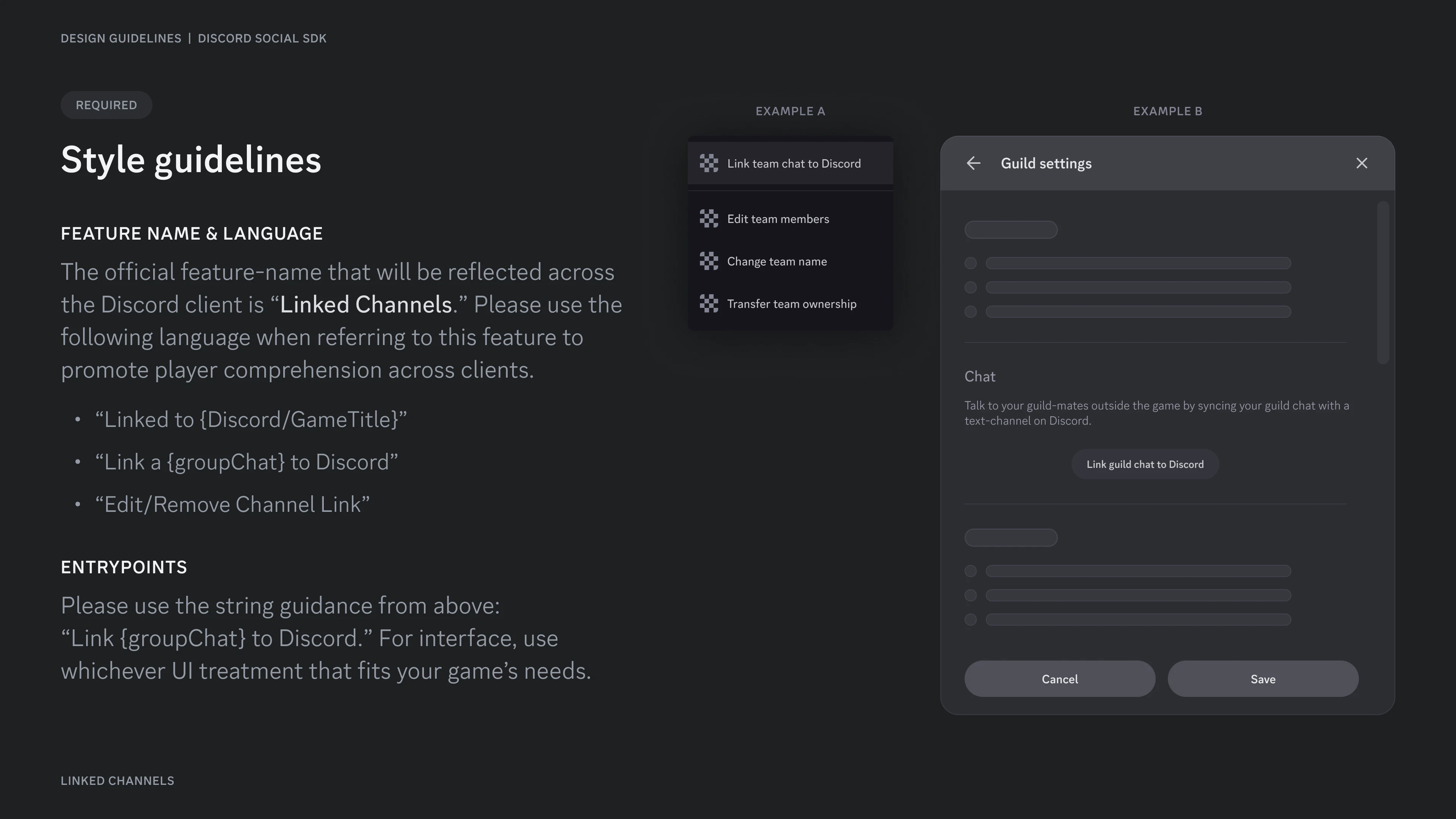 Linked channel style guidelines