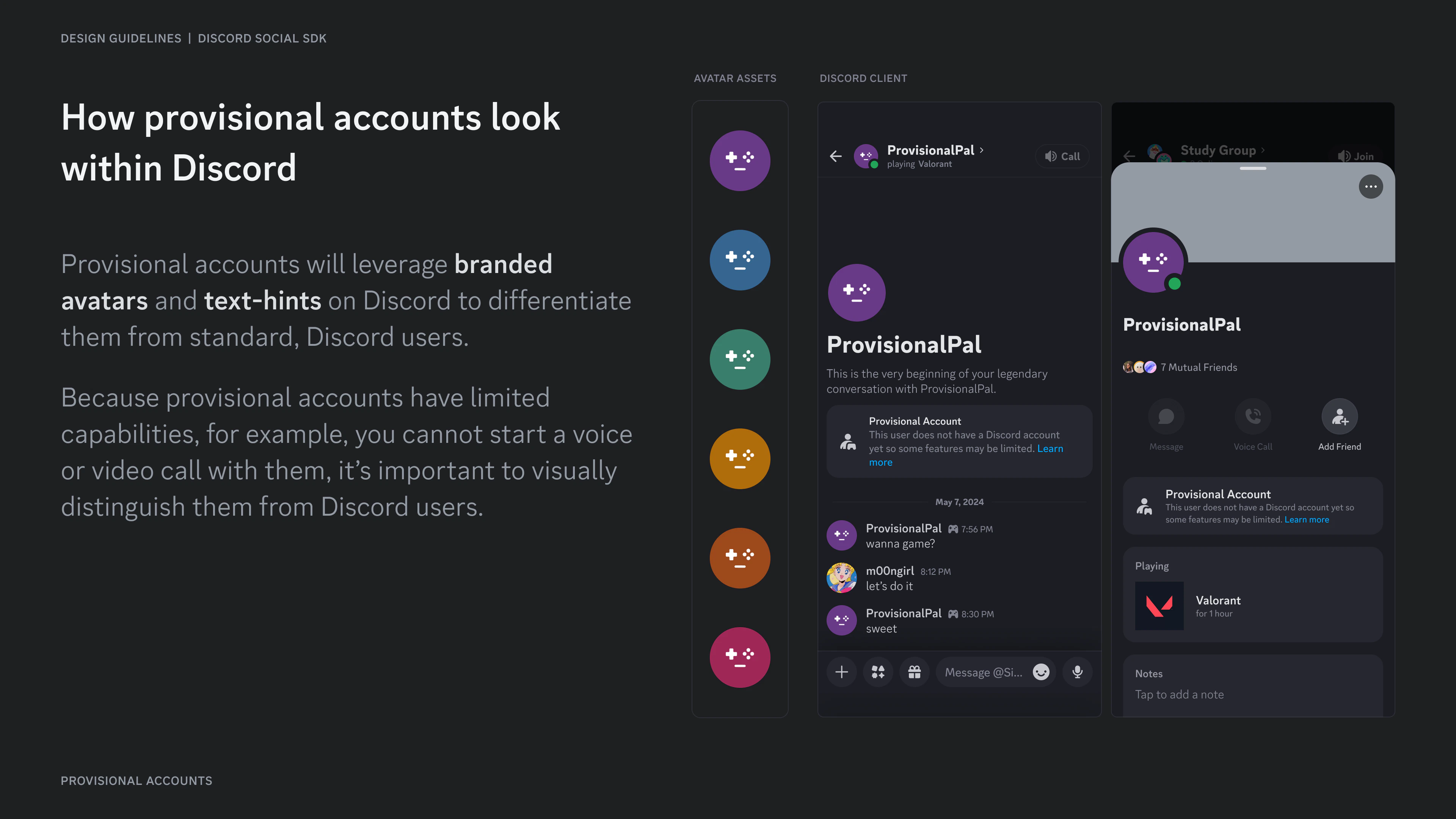 How provisional accounts look within Discord