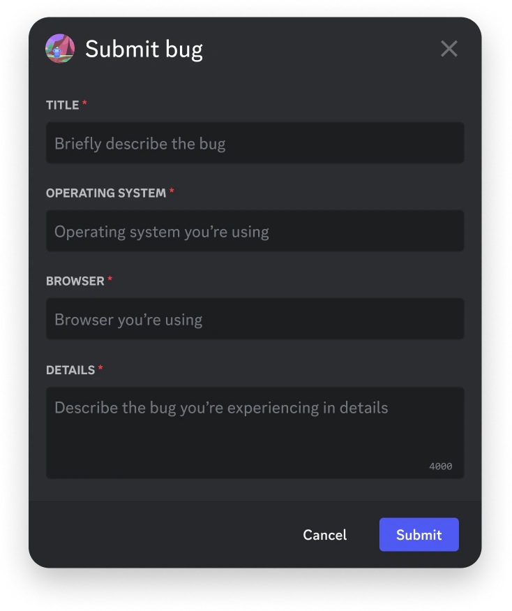 Modals in the Discord client