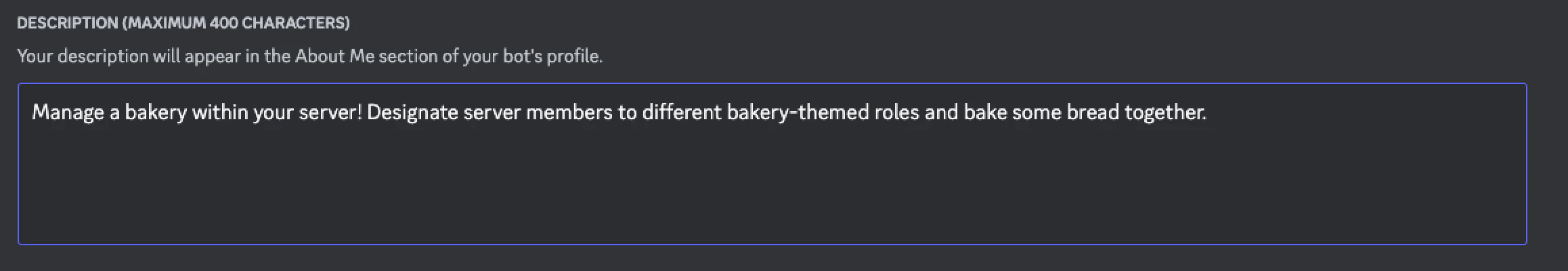 App description on the General Information tab