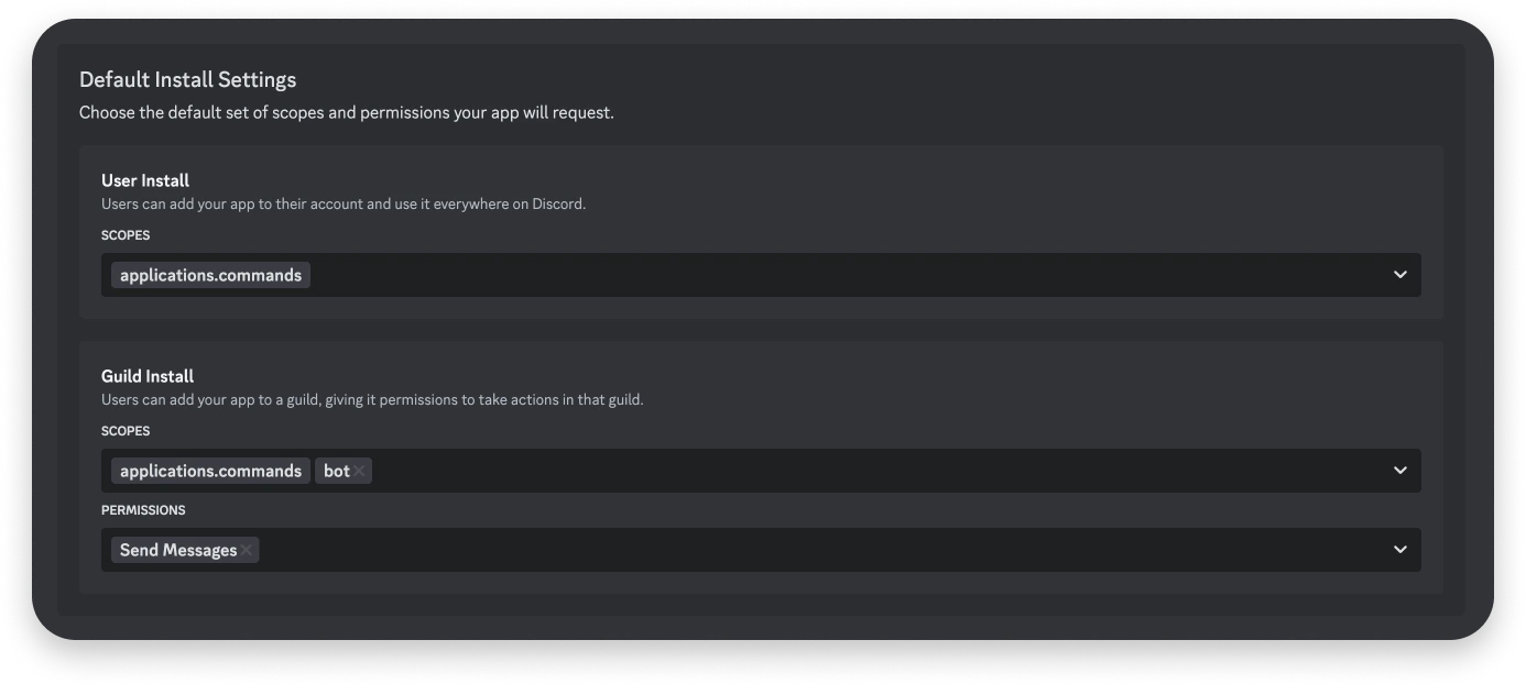 Default Install Settings