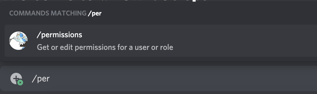 A command with no arguments. It says /permissions