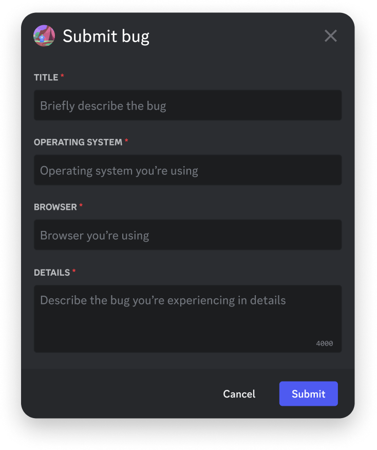 Modals in the Discord client