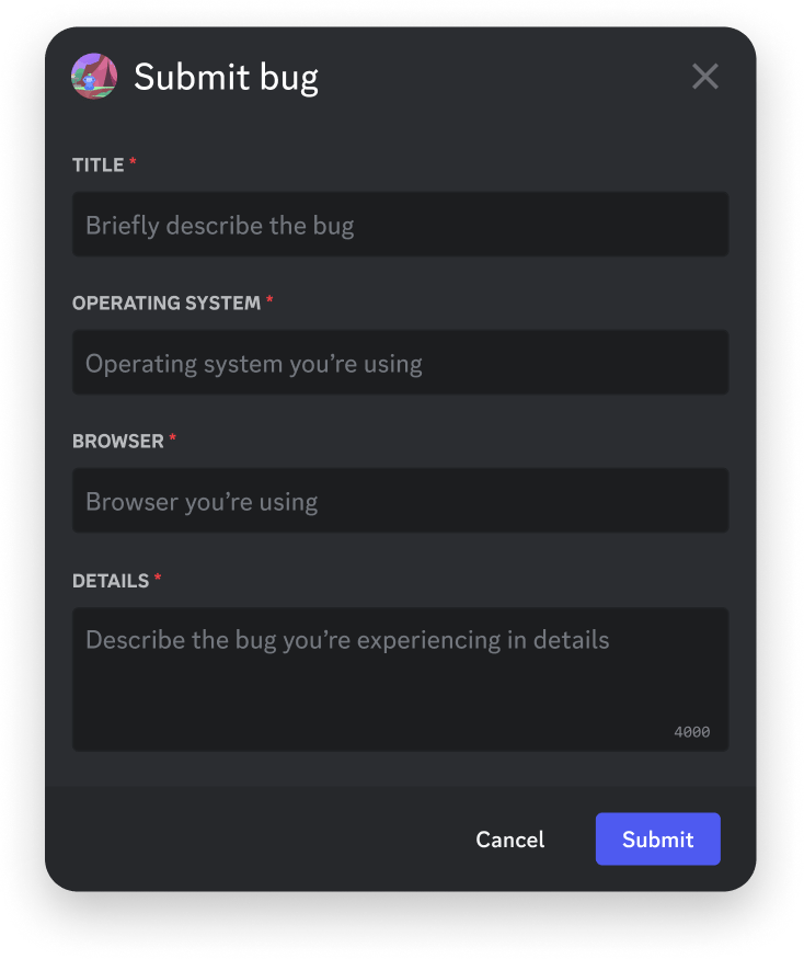 Modals in the Discord client