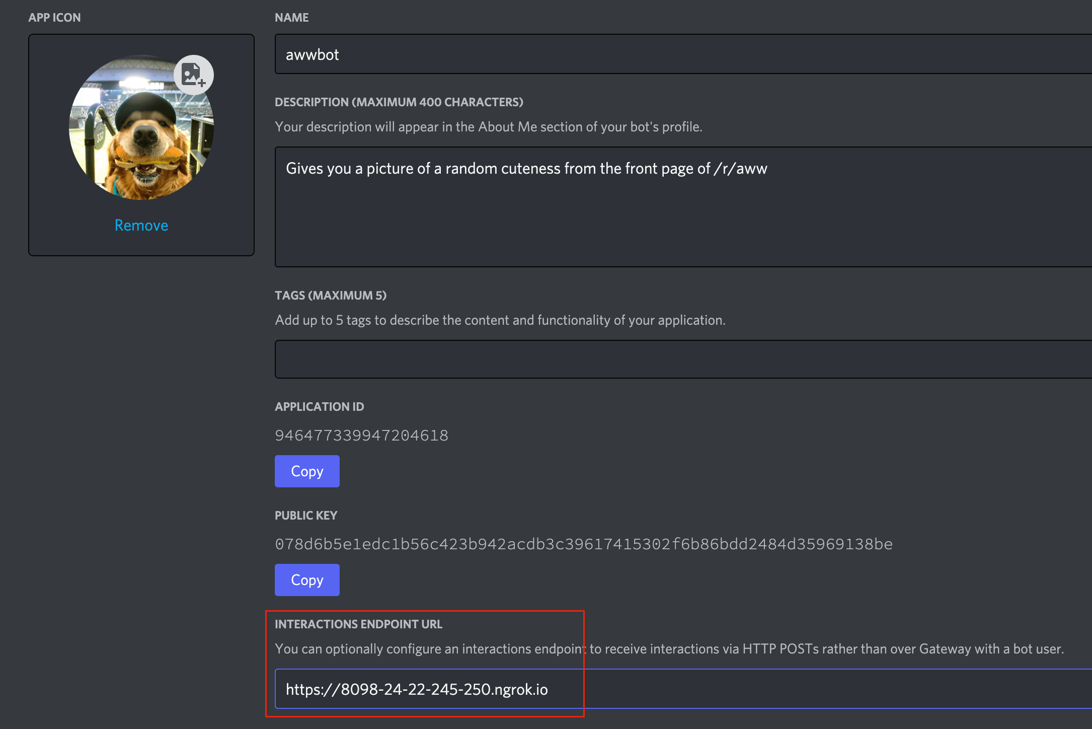 Interactions Endpoint URL