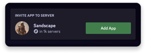 A shared embed link in Discord for the Sandscape app