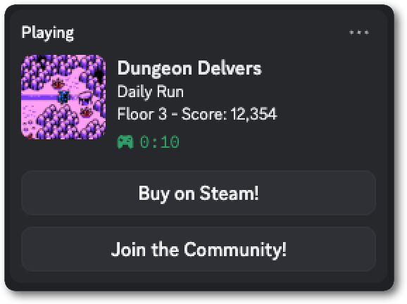 Rich Presence with a button to join the community