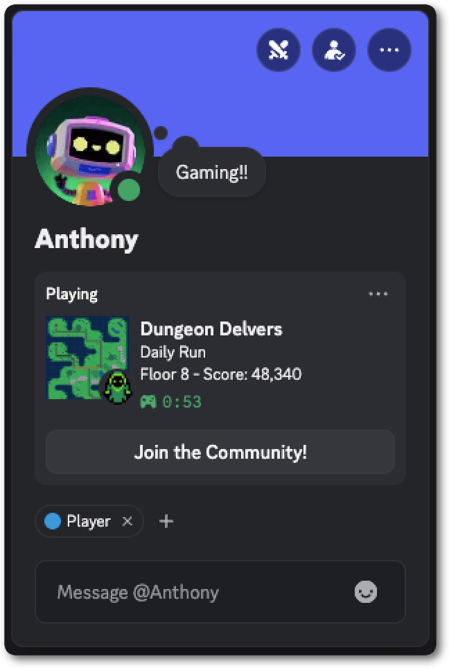 Rich Presence in a user's profile on Discord