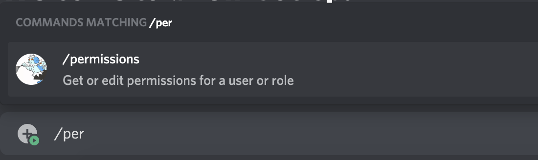 A command with no arguments. It says /permissions