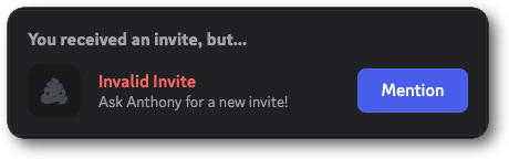 Example of an invite that can't be accepted