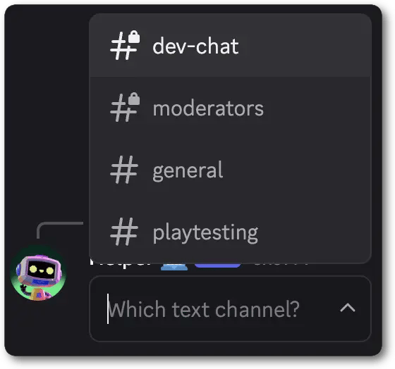 Example of a Channel Select for text channels