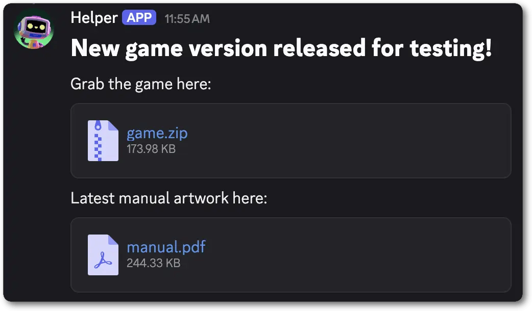 Example of a File showing a download for a game and manual