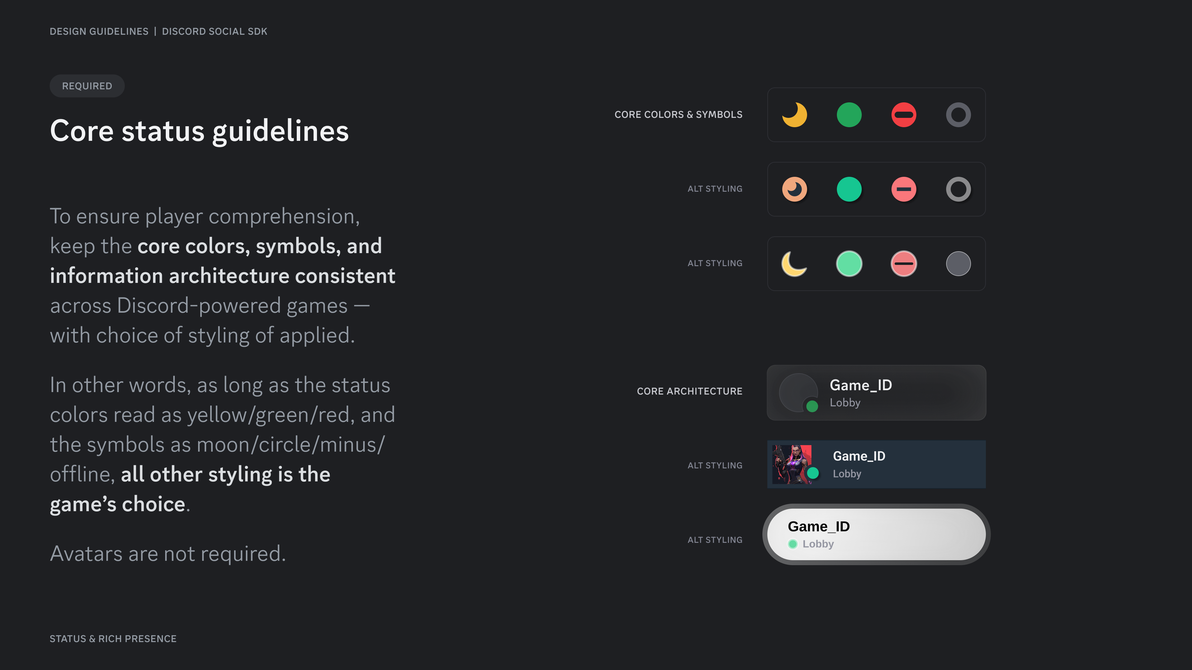 Core style guidelines