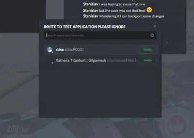 Screenshot of an Invitation Modal in an application