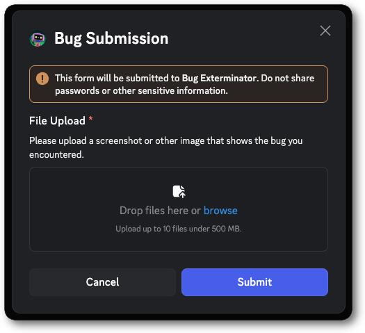 Example of a modal with a File Upload