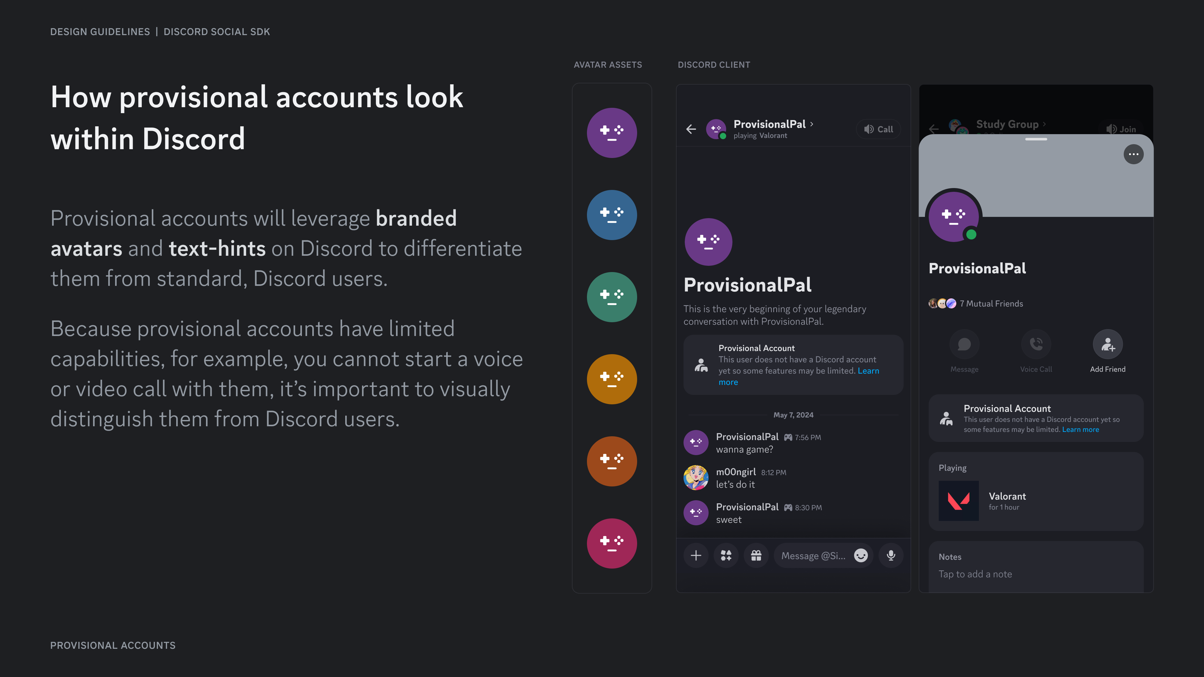 How provisional accounts look within Discord