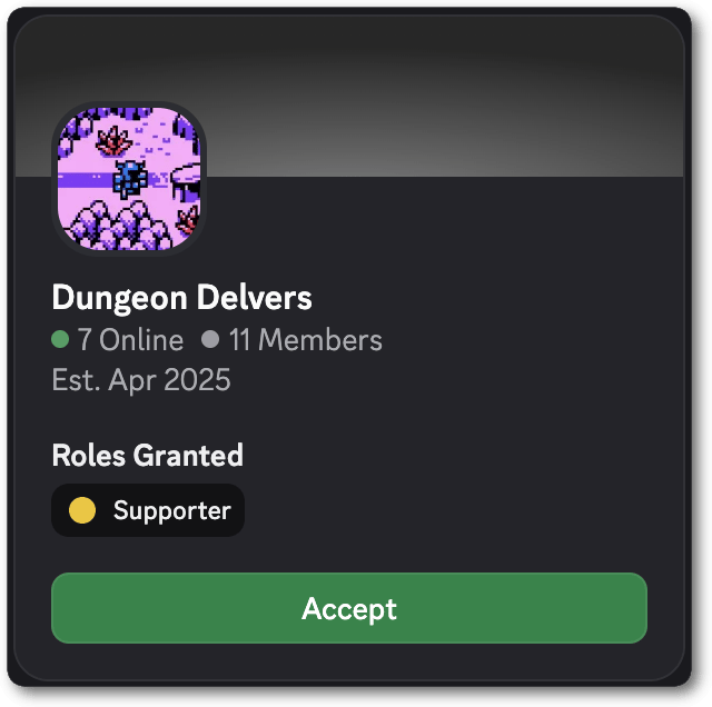 Example of an invite granting a Supporter role