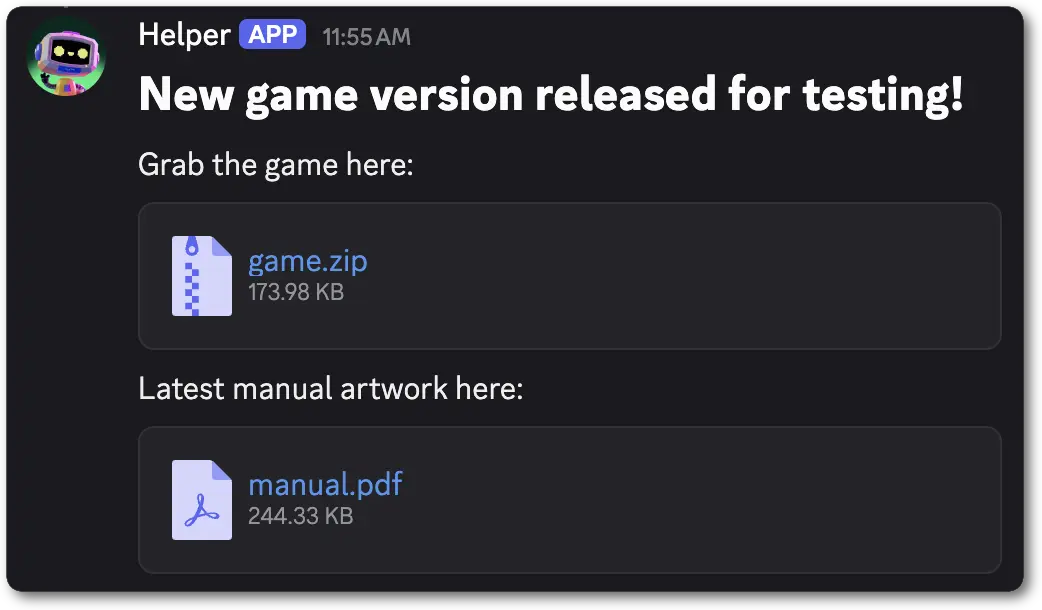 Example of a File showing a download for a game and manual