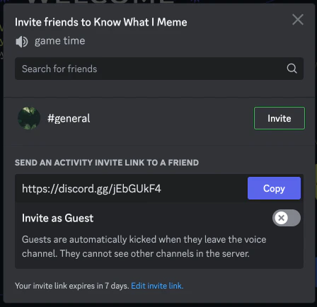 Invite Dialog UI