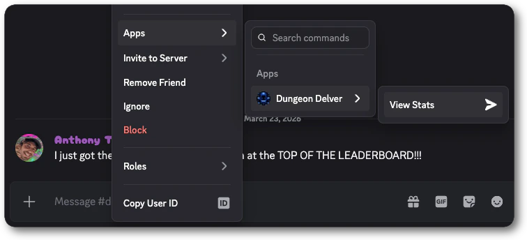An example user command. The context menu has an Apps section open to a High Five command