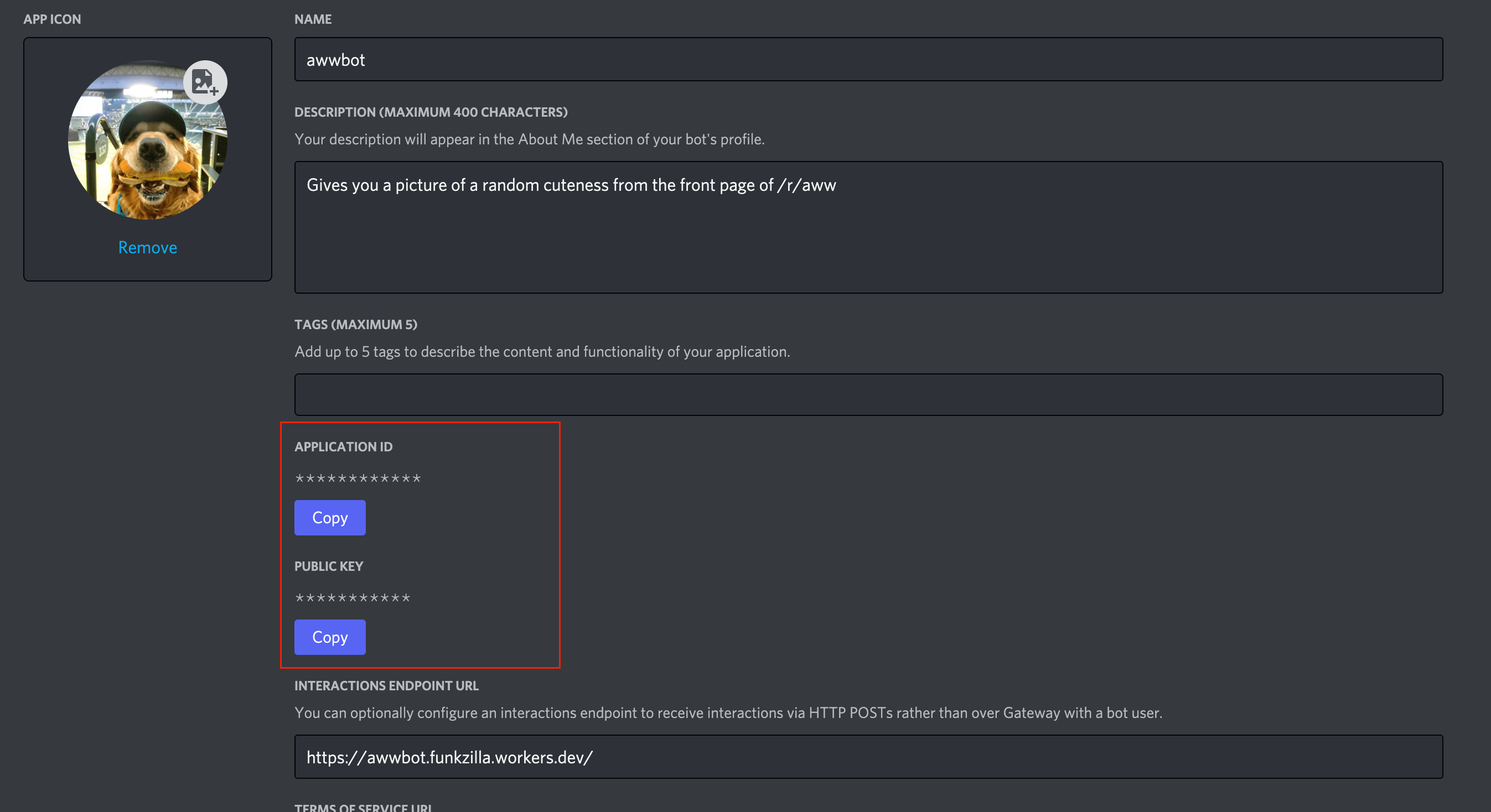 IDs found in app settings