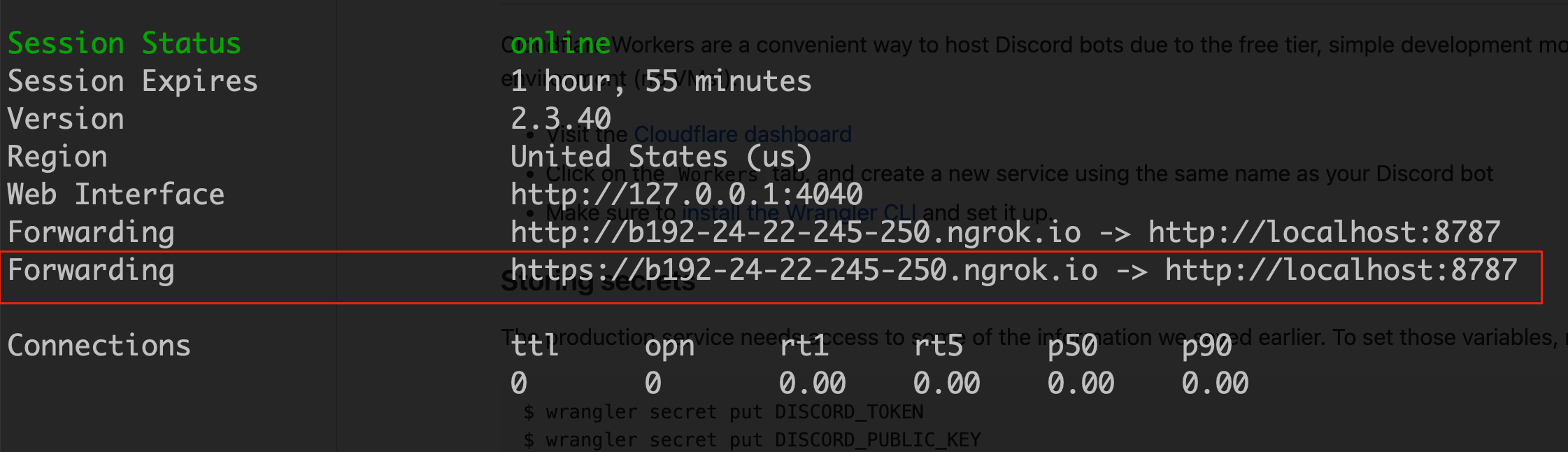 ngrok forwarding address