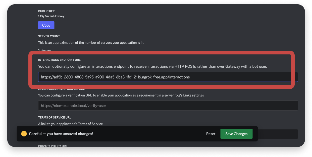 Interactions Endpoint URL