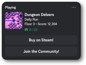 Rich Presence with a button to join the community