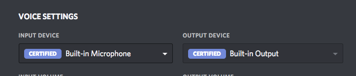 An example of how a certified device may be shown for an example audio input and output device