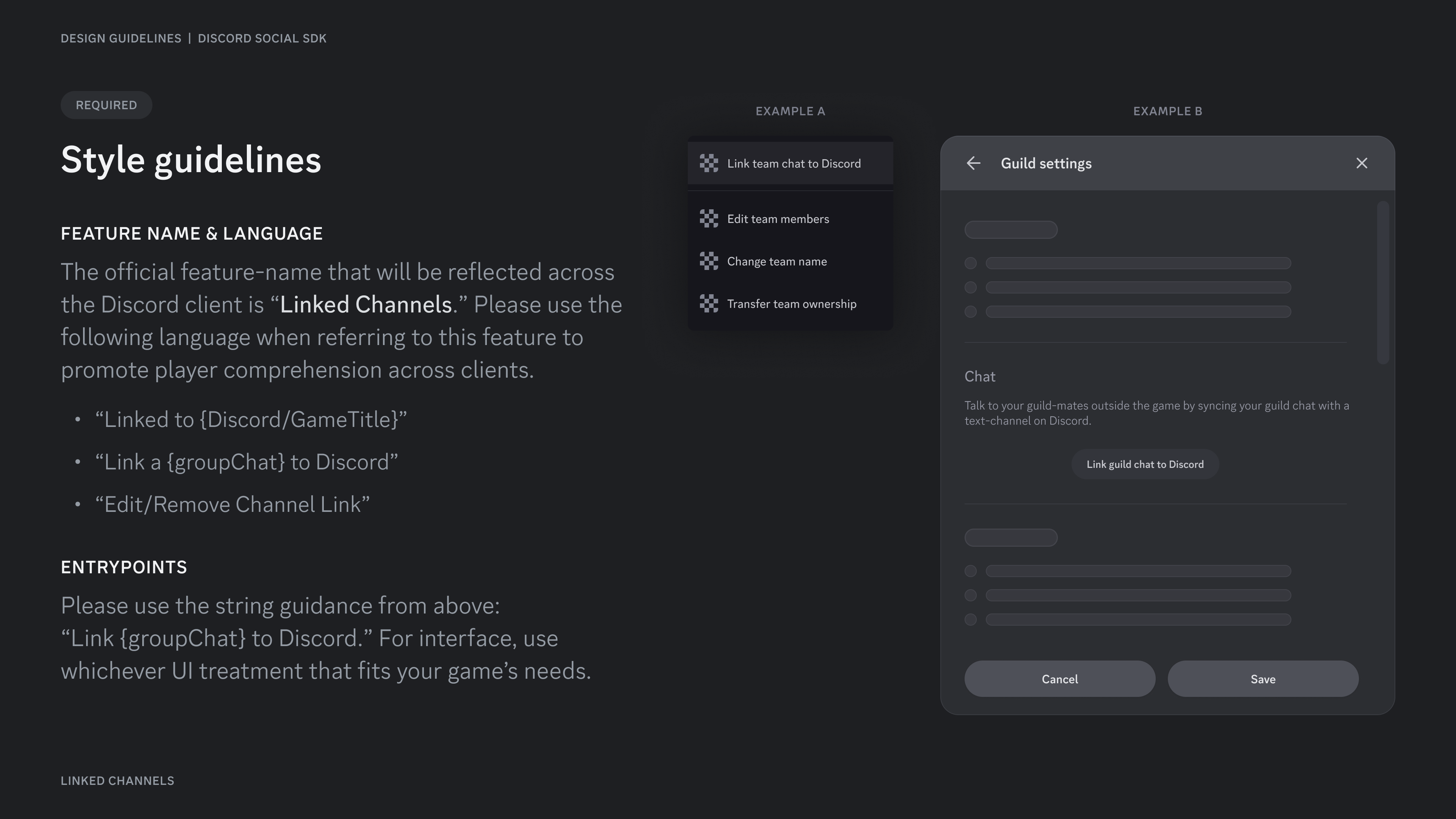 Linked channel style guidelines