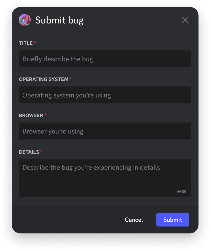 Modals in the Discord client