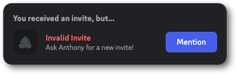 Example of an invite that can't be accepted