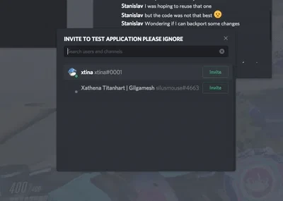 Screenshot of an Invitation Modal in an application