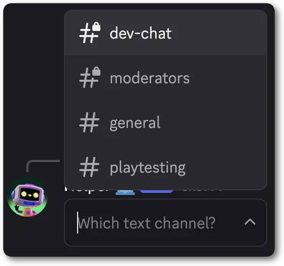 Example of a Channel Select for text channels