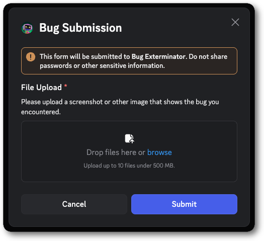 Example of a modal with a File Upload