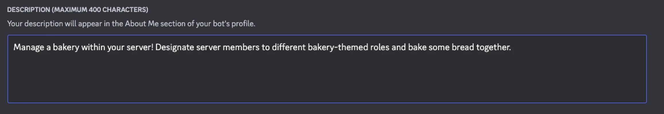 App description on the General Information tab