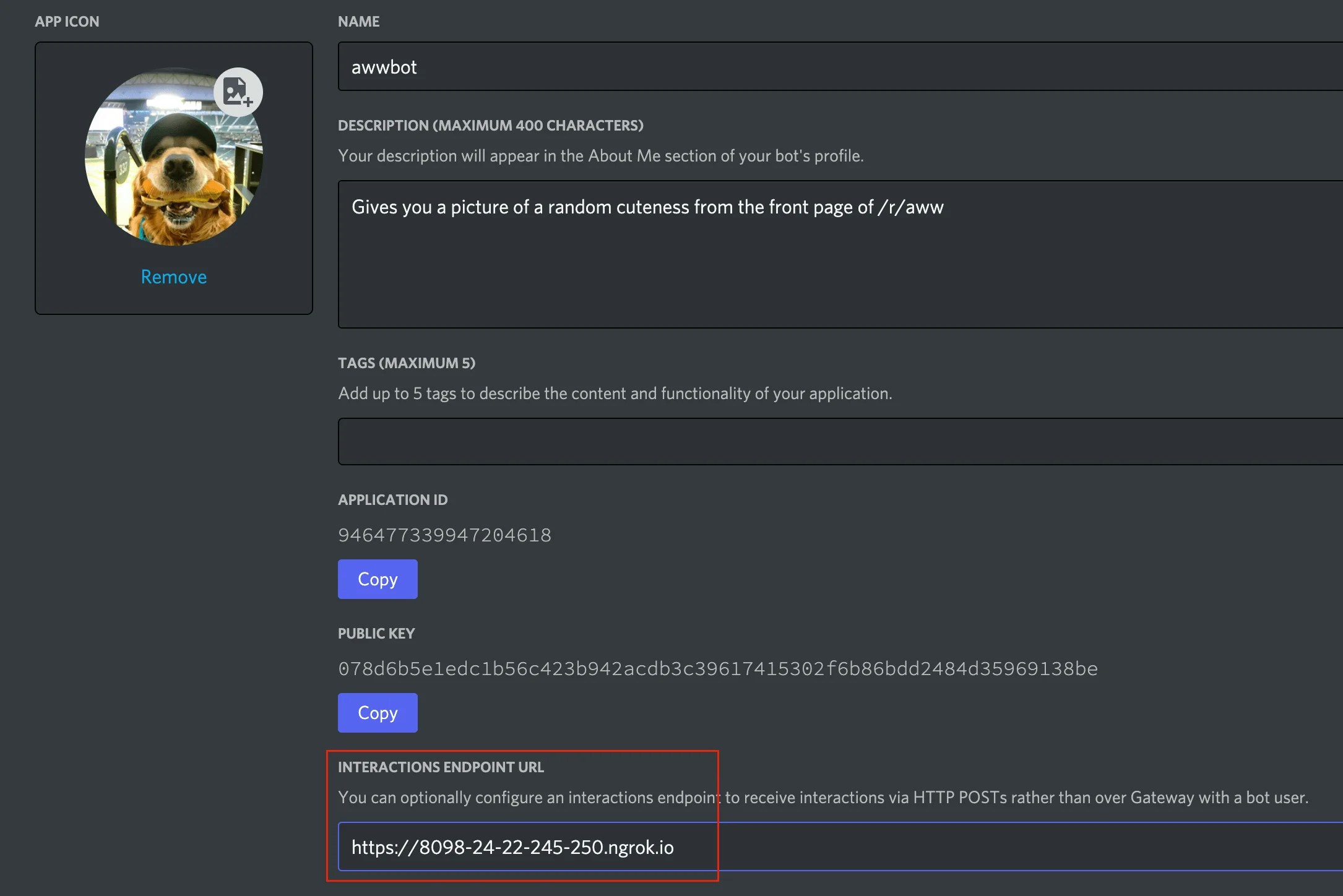 Interactions Endpoint URL