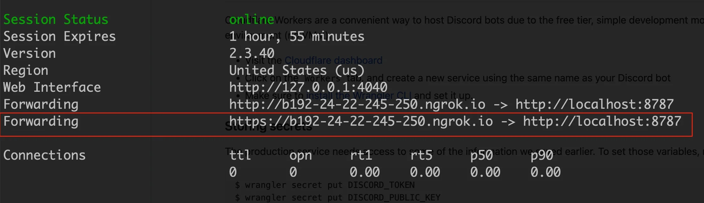 ngrok forwarding address