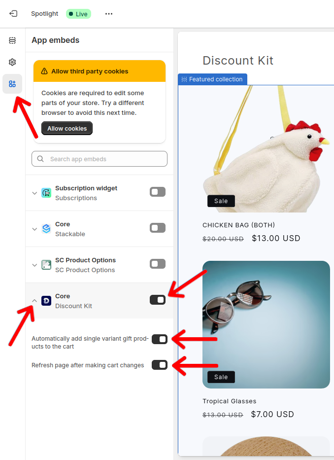 Auto gift setup image